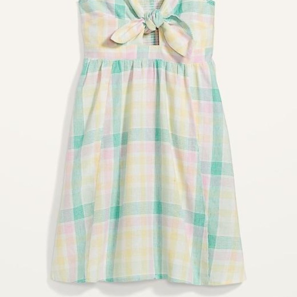 Old Navy Fit & Flare Tie-Front Smocked Printed Mini Cami Dress for Women New - Picture 5 of 9